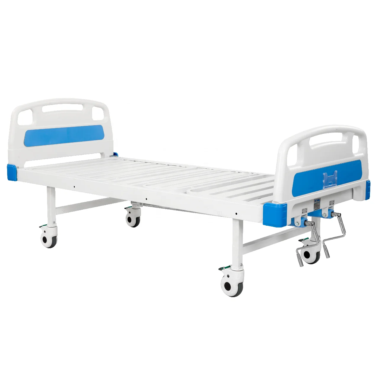 MT MEDICAL high quality 2 cranks double-functions mobile manual hospital patient beds