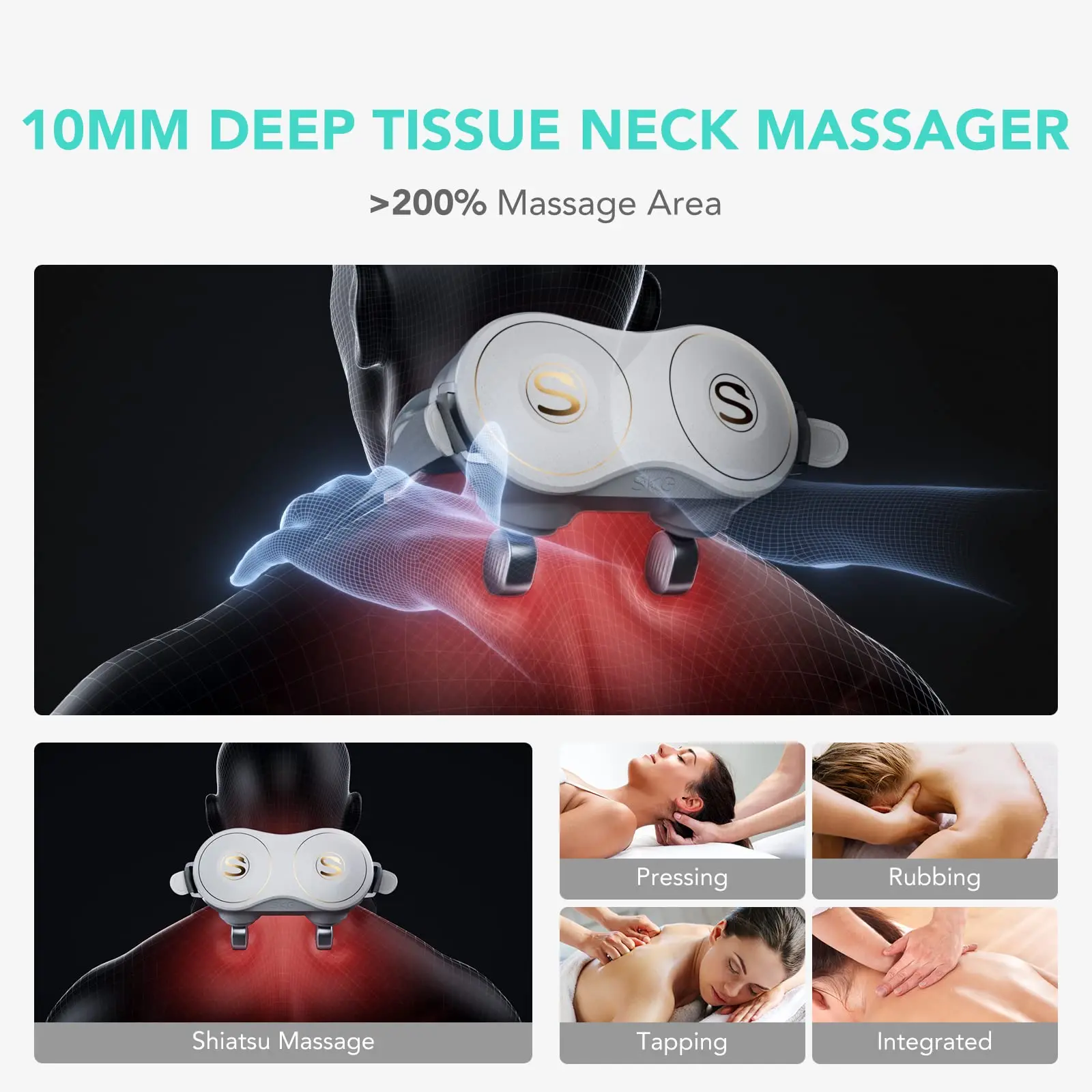 Portable Neck and Shoulder Massager with 2200mAh Battery - SKG H7