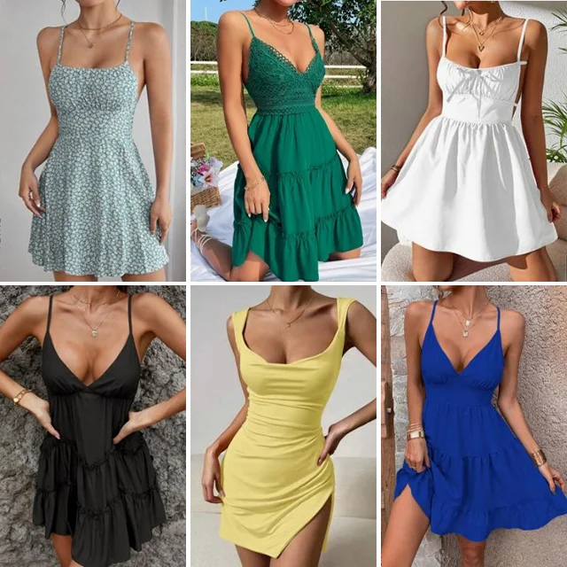 Used Clothing Factory Direct Price Women Summer Dresses Wholesale Summer New French Strap Dress Brand Clothes Multiple Styles