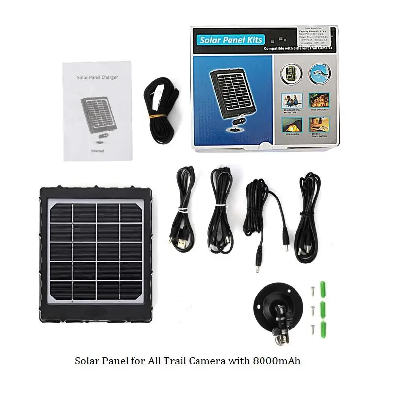 3W 8000mAh Solar Panels with 6/9/12V 2A Output for Most Cellular Wild Game Hunting Trail Cameras