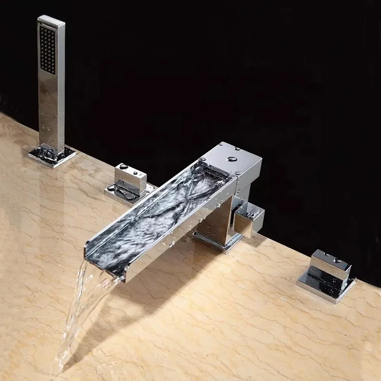 Popular and durable bathroom basin water faucet deck mounted brass waterfall faucet