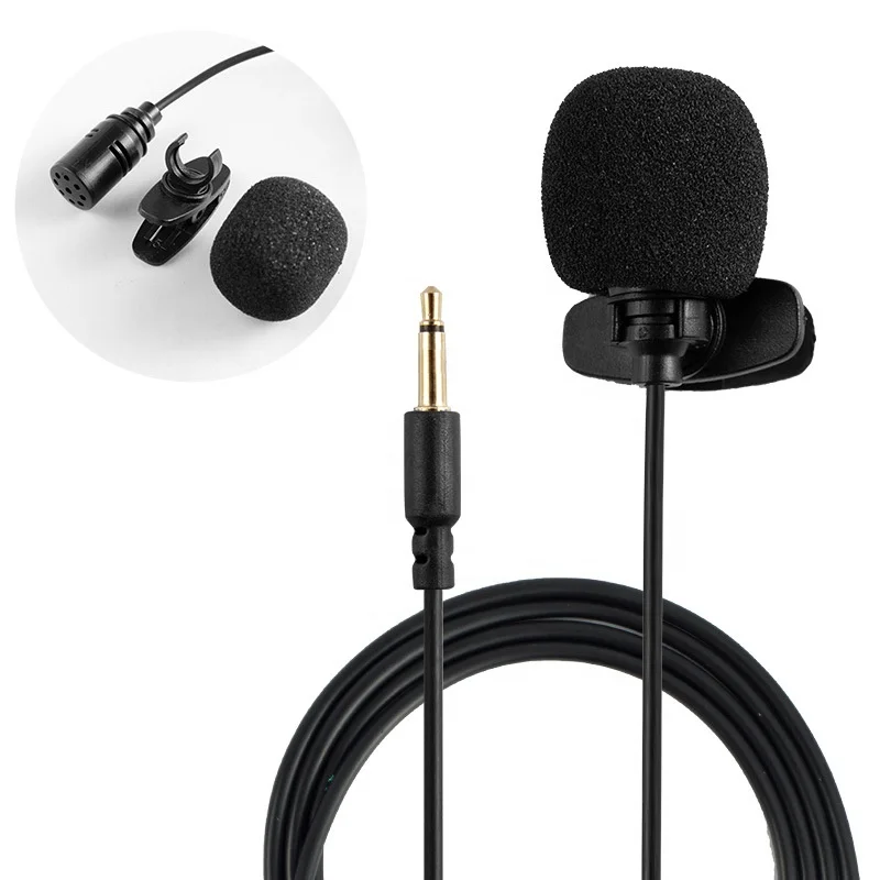 Portable 1.5m Clip-on Lavalier Lapel 3.5mm Mini Microphone Condenser Micro Mic For Phone PC Laptop Computer