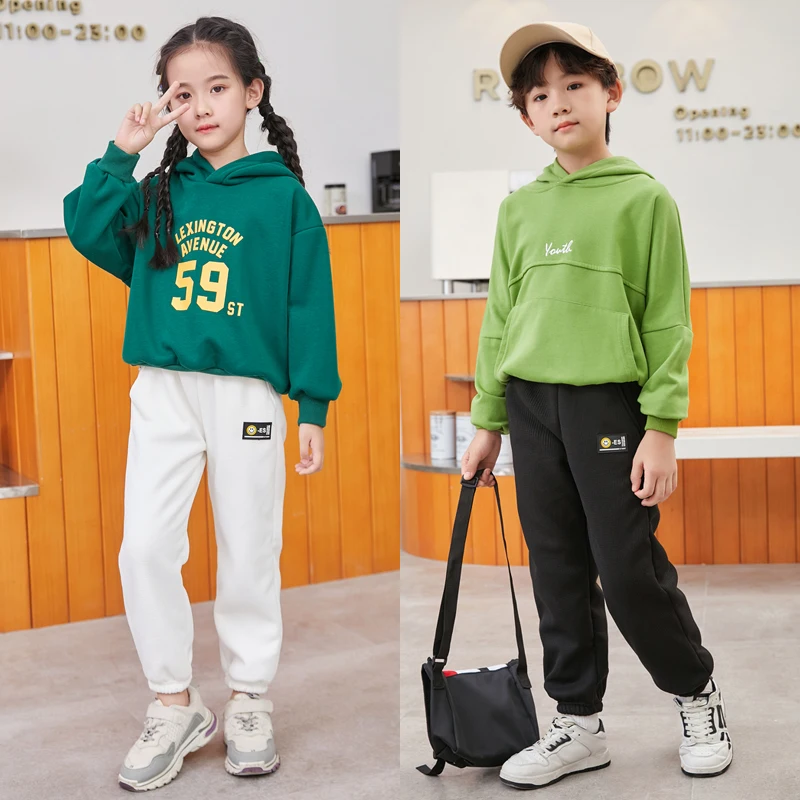 Winter Insulated Waffle Gega Fleece Sweatpants for Boys Soft Outdoor Clothing for Children