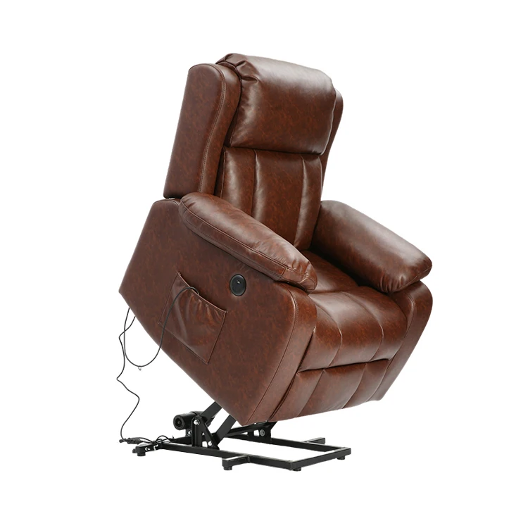 Brown Pu Leather Personalized Power Lift Leather Recliners For Elderly And Disabled