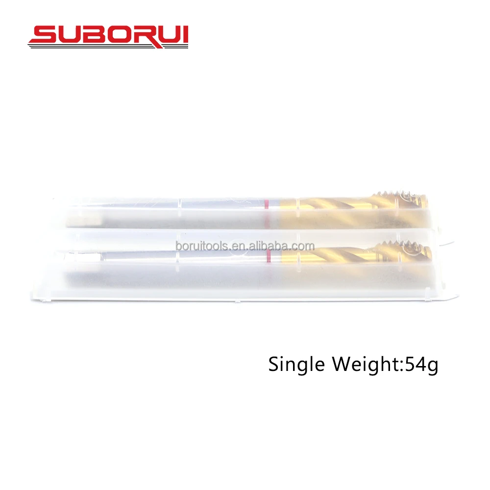 SUBORUI Din 376 Titanium Coating Short Blade Spiral Flute HSS E M35 Cobalt M12-M27 1.75mm Thread Metric Machine Screw Taps