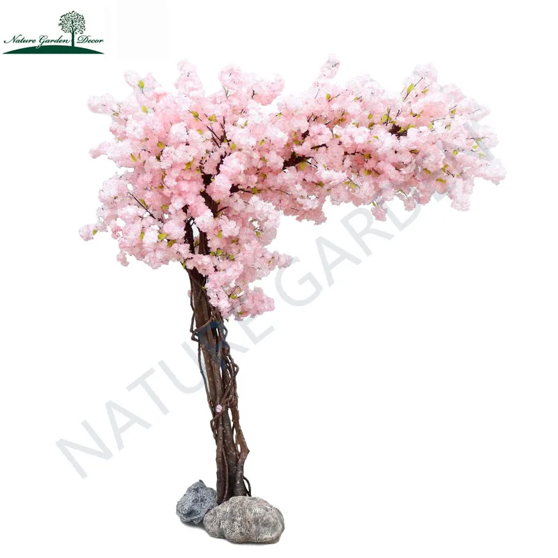 Cheap Artificial Light Pink Plants Flower Branches Backdrop Decoration Red Silk Cherry Blossom Tree
