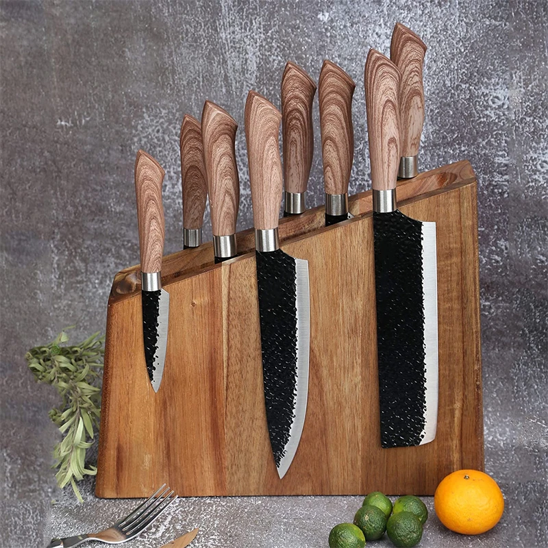 Wholesale Kitchen Universal Geometric Wood Magnetic Knife Holder with Knife Storage
