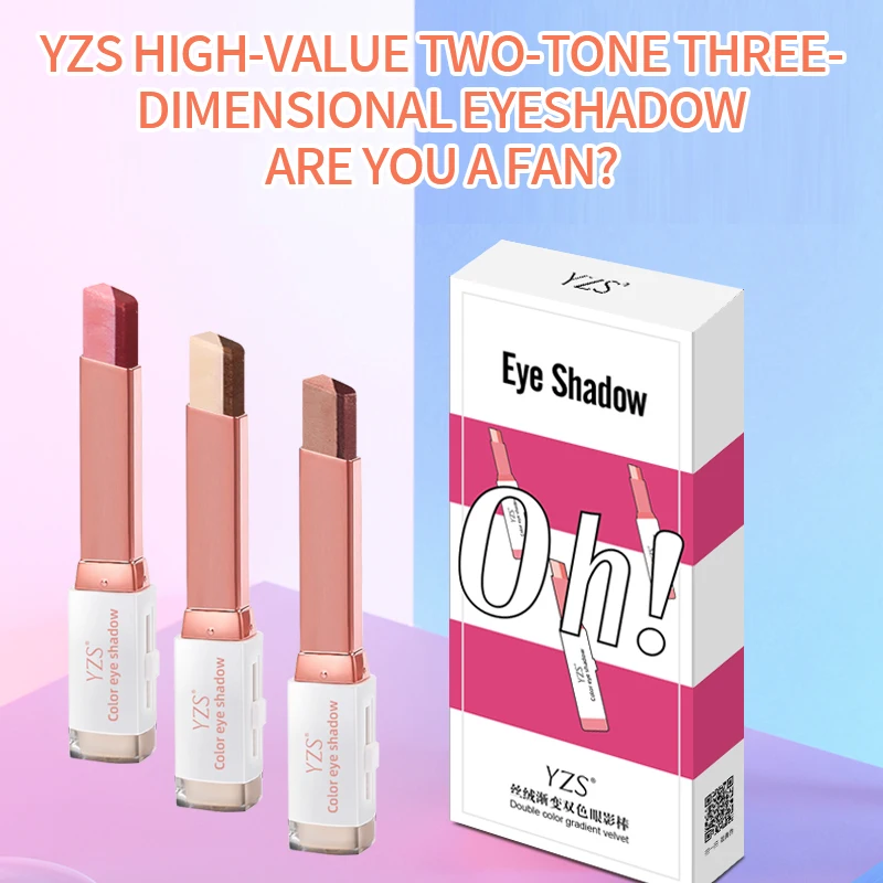 OEM Waterproof Double Colors Eyeshadow Sticks Matte Glitter Shimmer Velvet Gradient Eye Shadow Stick for Girl