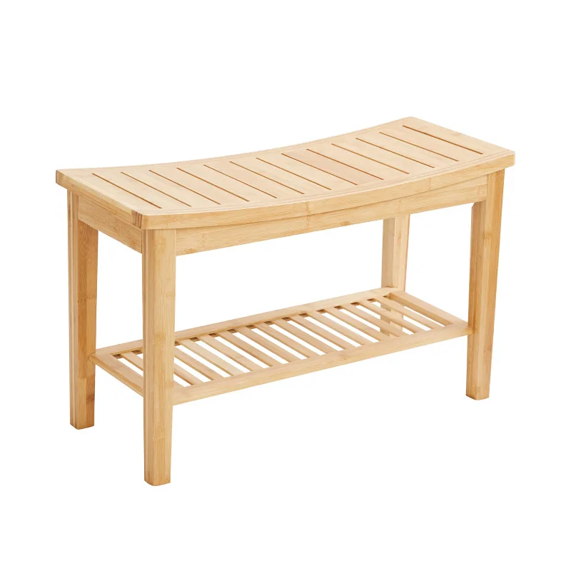 Shower Seat Bench with towel hanger Bathroom Spa Bath Organizer Stool with 2-Tier Storage Shelf ,Bathtub Shower Chair