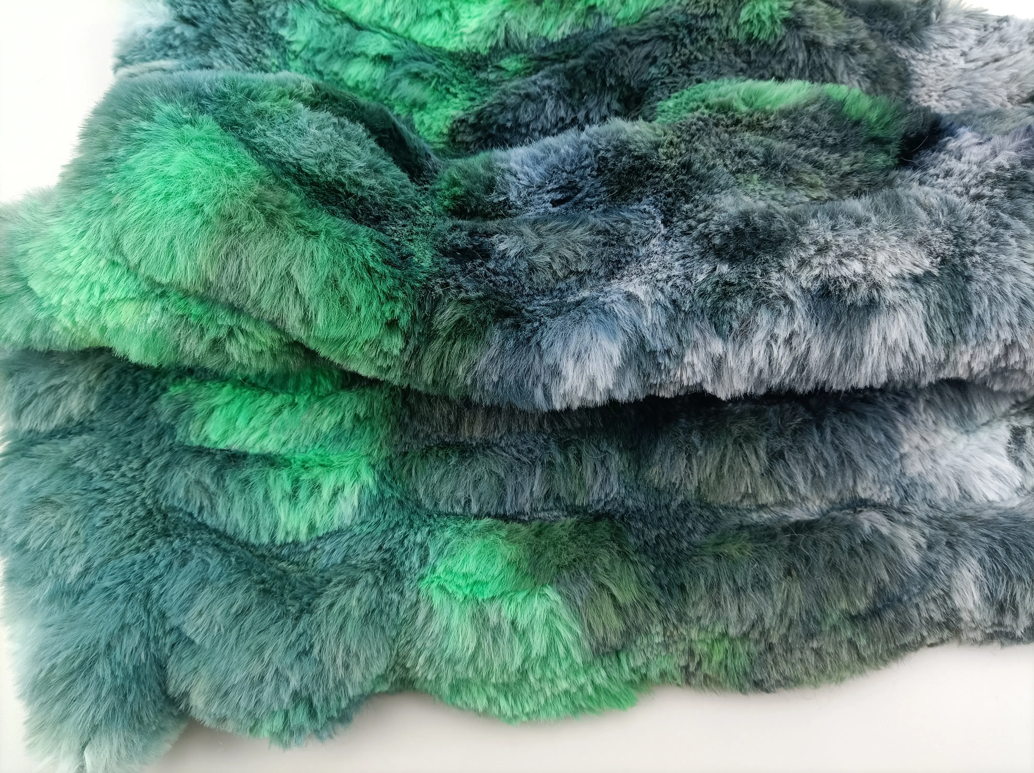 Forest Tie-dyed Spandex Rabbit Faux Fur Fabric Elastic Fur Fabric For Hometextile/Garment/Toys