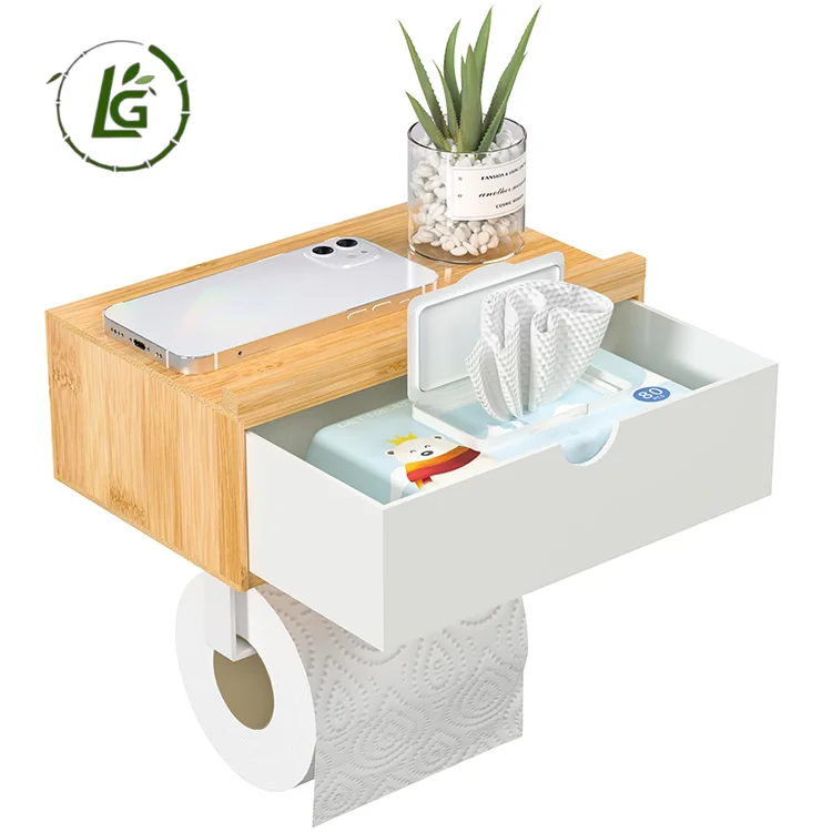 Legend Hot Sale Bamboo Toilet paper Roll Holder ECO-Friendly Wood Wipes Dispenser Organizer For Temporary Desktop Bathroom