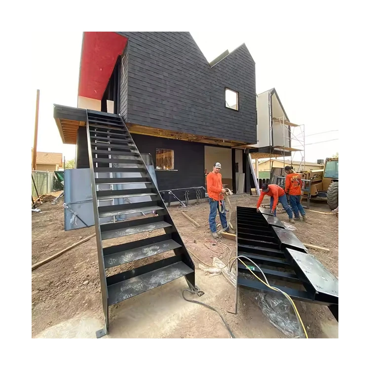 Galvanized outdoor Industrial checkered Metal steel plate Stairs /Staircase