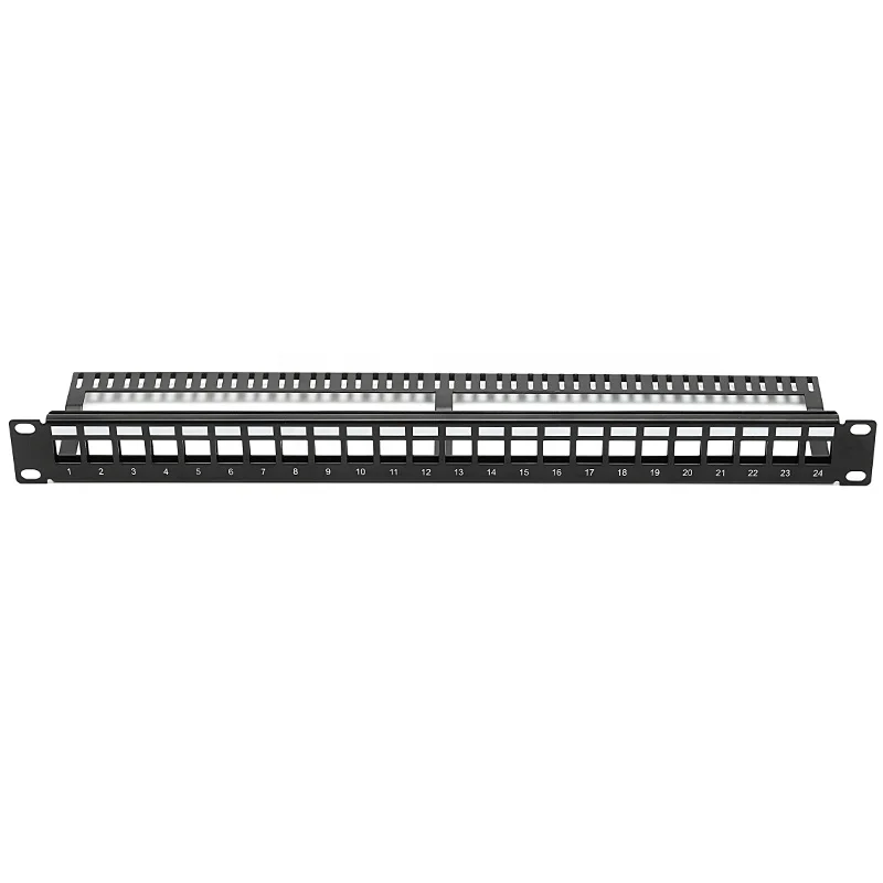 24 порта разгруженная патч-панель для UTP Cat5e Cat6 Keystone Jacks 1U