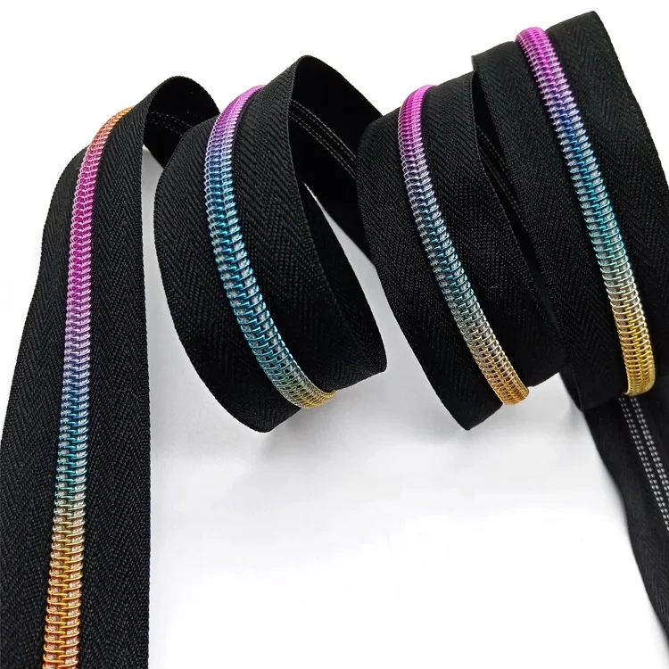 
YYX rainbow zipper by the yard coil nylon zipp zipper sewing electroplating colorful teeth zip  (1600214632878)