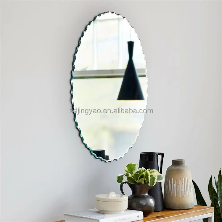 Hot sales Competitive Price Lead copper free environment Wave edge Oval silver mirror, Eco-friendly Oval Venice art wall mirror