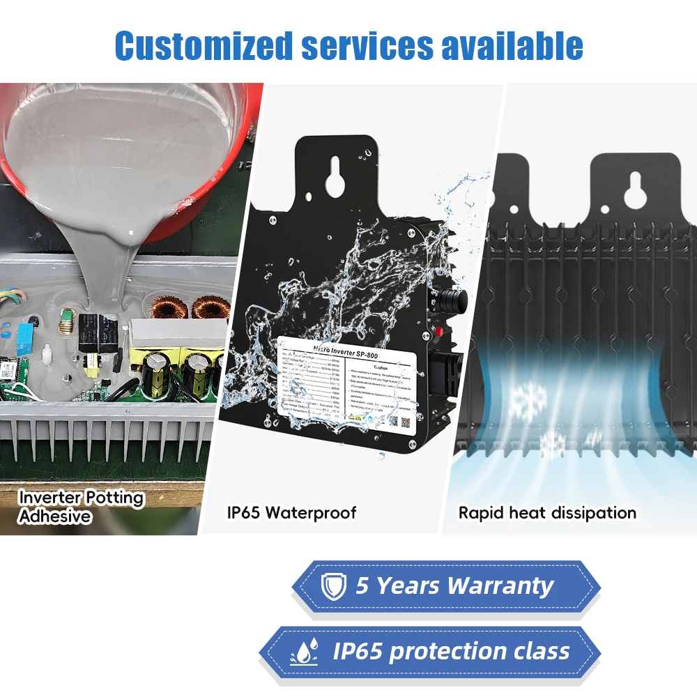 EU Stock Smart Solar Micro Inverter 800W Mppt*2 IP65 230V 220V Smart APP WIFI Solar System Micro Inverter 800w