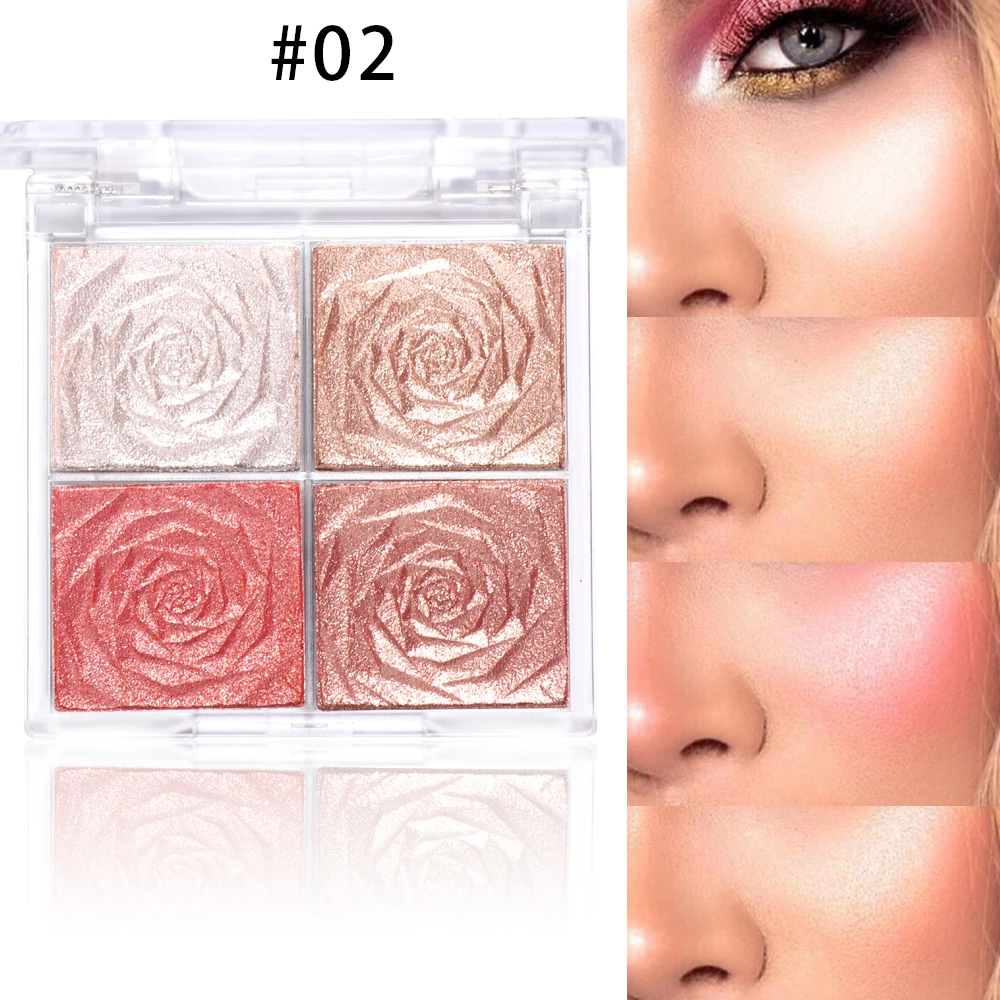 CmaaDu макияж собственный бренд 4 вида цветов подсветки блестящие тени для век Румяна оптовая продажа