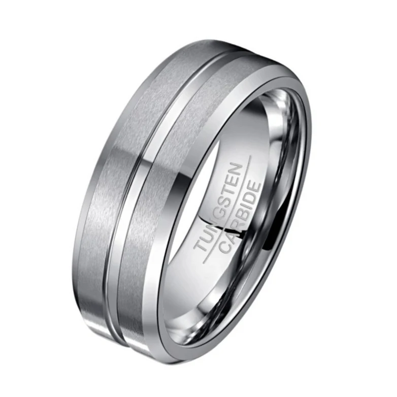 2023 Custom LOGO Sandblasted Gold Tungsten Steel Ring For Men Women Wedding Bands Jewelry