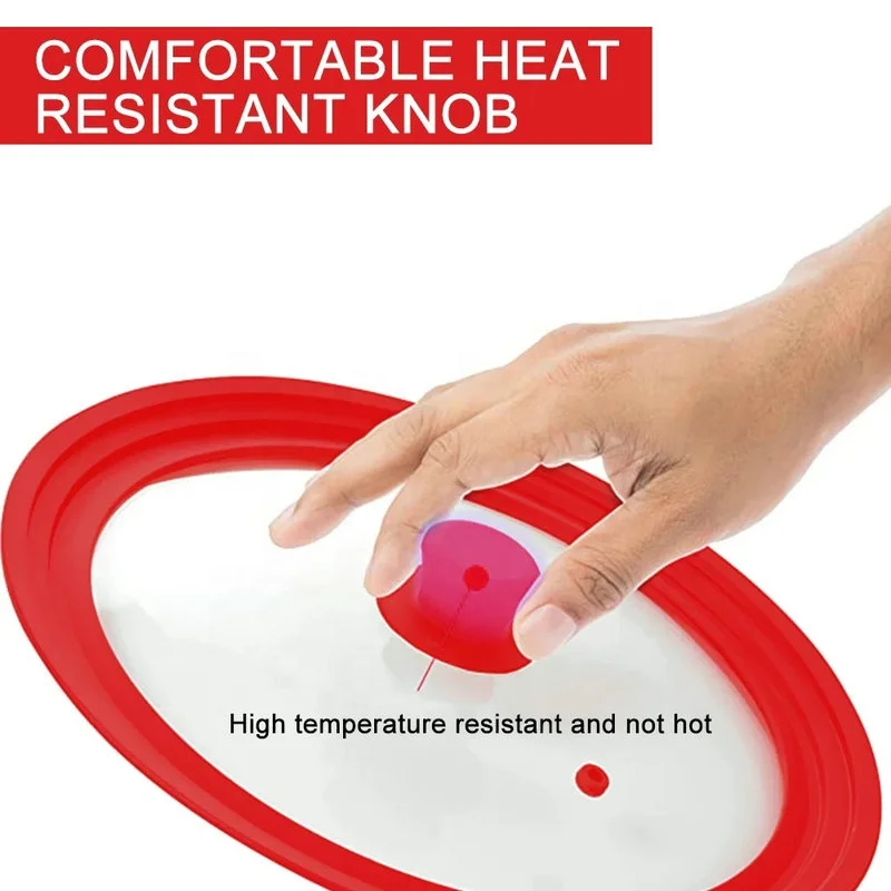Tempered Glass Lid with Silicone Rim Glass Cover  Pan Pot Lid  Universal  Silicone Glass Pan Pot Cover