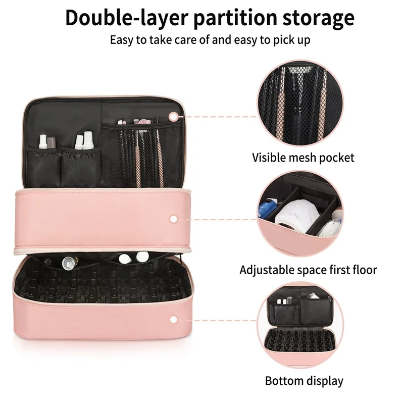 Holds 48 Bottles & Nail Lamp Nail Polish Organizer with 2 Removable Pouches