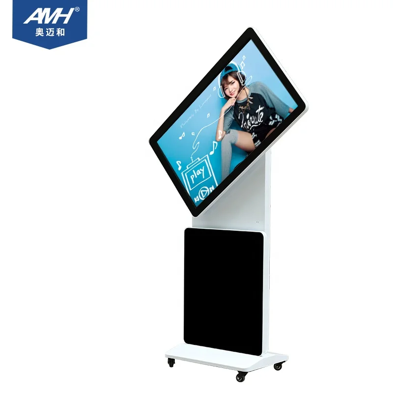 Floor Standing LCD Digital Poster Business All Indoor Display in One With Touch Monitor Rotatable Screen Digital Signage Black