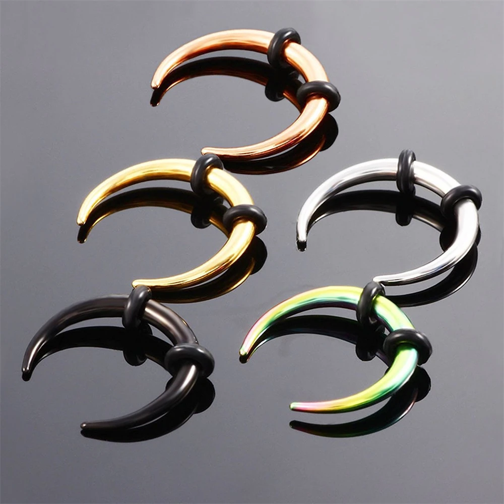 316L Surgical Steel Horn Shaped Round Tapered Nose Ring Septum Piercing Horseshoe Ear Cartilage Piercing Earrings Jewelry