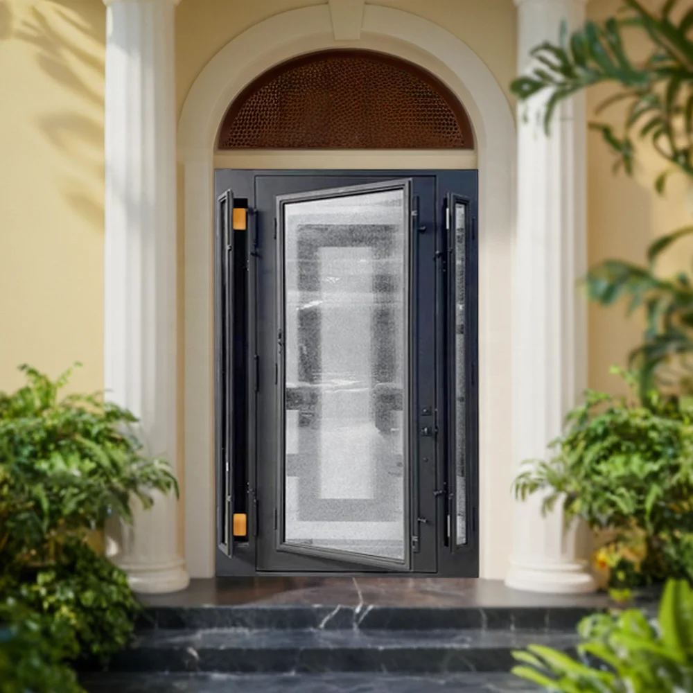 Customized High-End French Style Entry Door High Quality Wrought Iron with Glass Luxury French Style Door