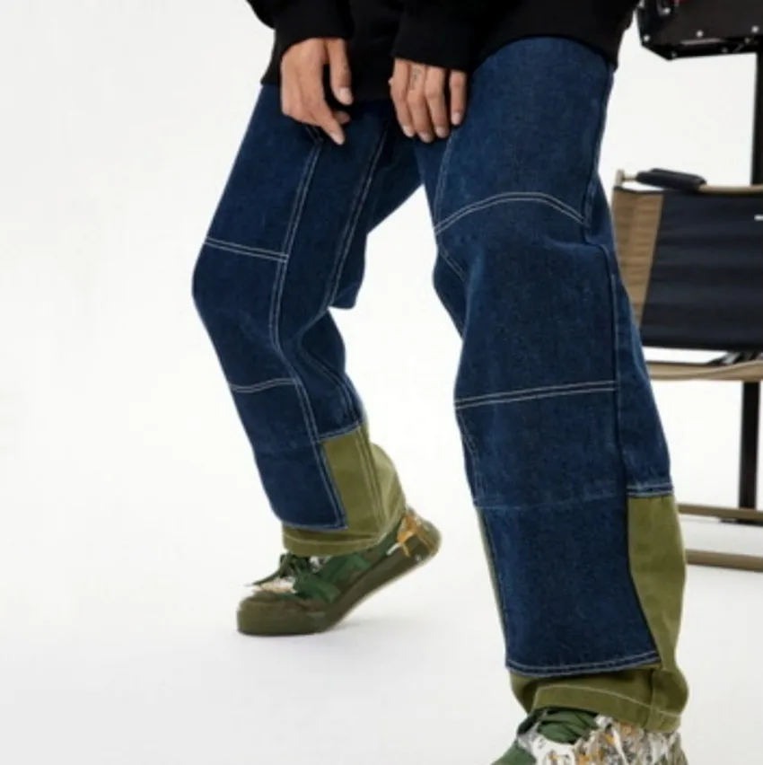 patchwork stretch hip hop mens jeans top quality  silm denim jeans patchwork denim jeans for men