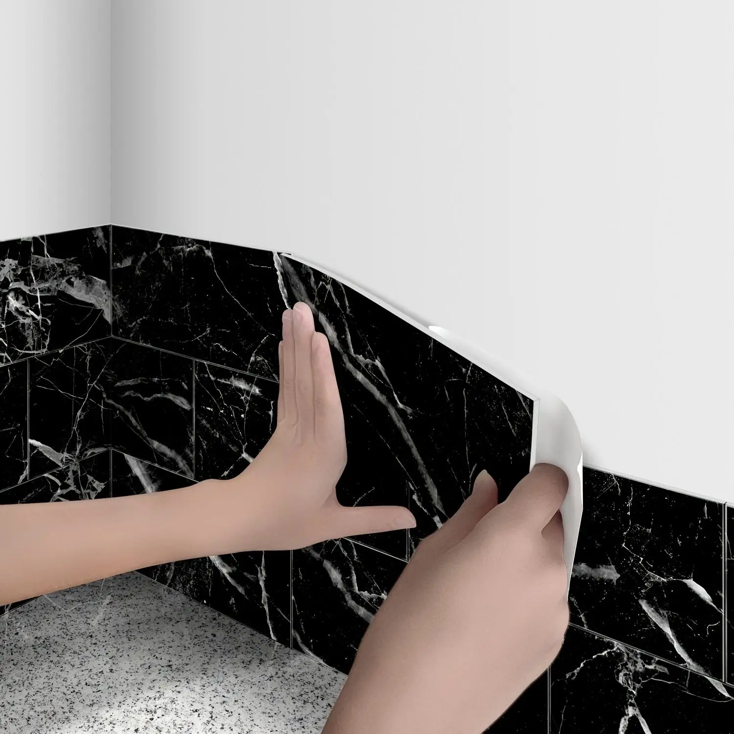 PET faux marble tile adhesive flexible marble sticker 30cm 60cm faux stone veneer flexible diy for kitchen