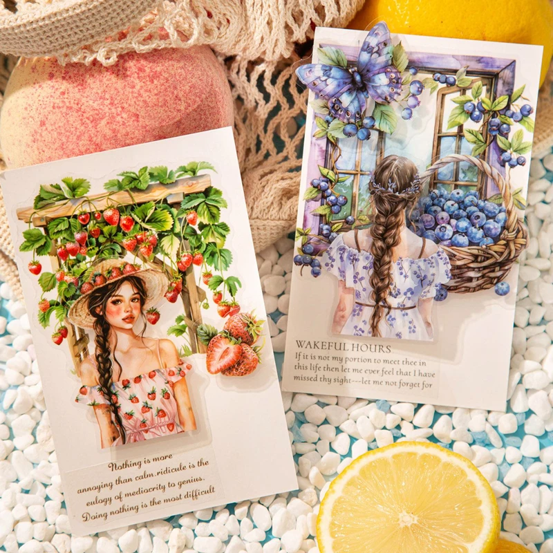 Stickers Fruit Girl Summer Series Junk Journal Decoration Stickers Pack for Diary Scrap Book Mr. Paper 20 Pcs / Set