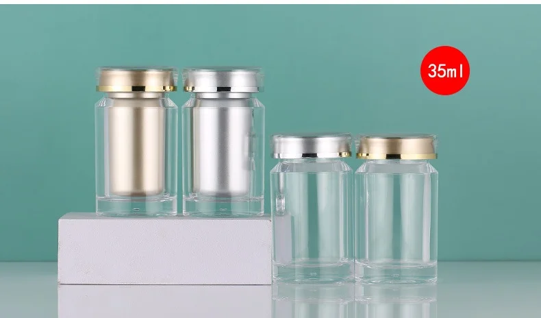 Food grade jar transparent pill PS plastic medical bottle with plastic lid inner bottle
