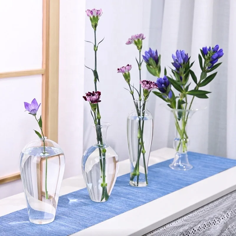 Bud Glass vase nordic for flowers wedding small Flower clear Vases  For modern home  Decoration  cylinder Glass