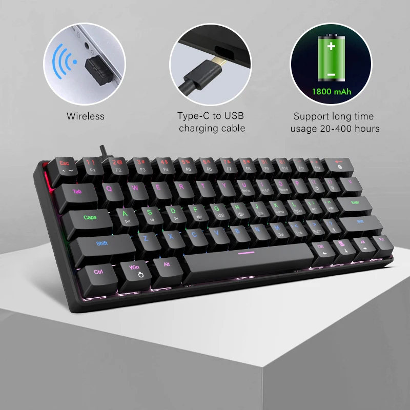 Waterproof clavier mecanie low profile keycaps rgb switch hot swap wireless rgb led backlight bluetooths keyboard