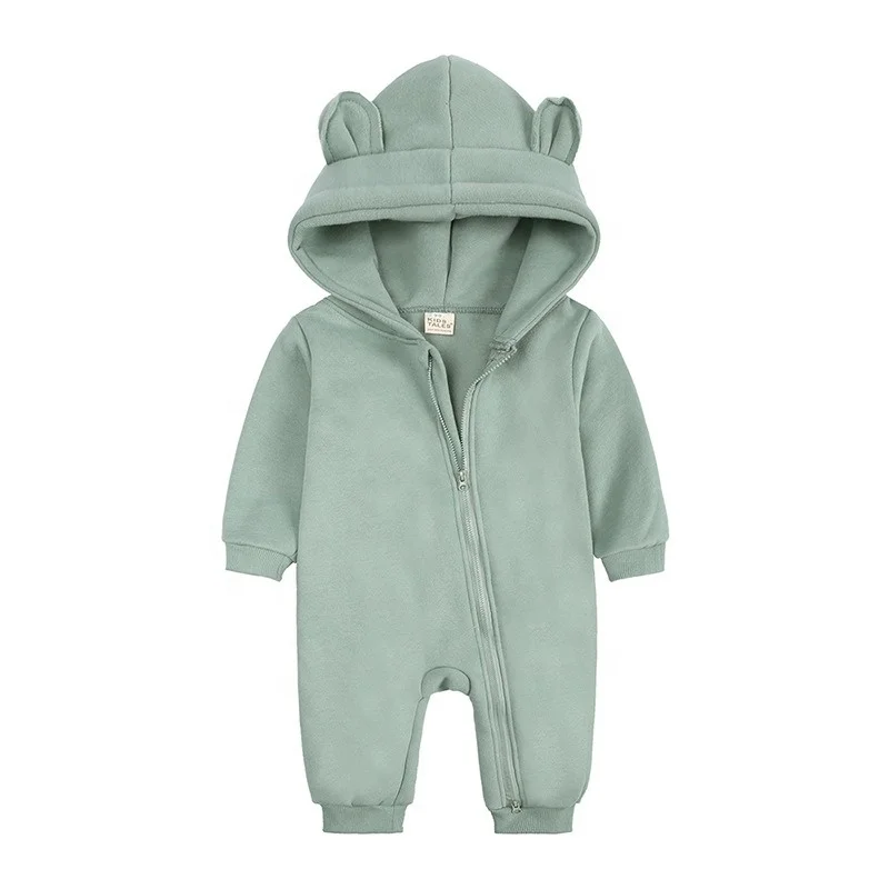 infant organic cotton hoodie romper toddler zipper Baby Clothes baby fleece romper Long sleeve baby romper hoddies for girls