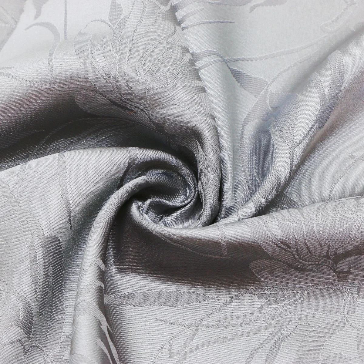 High quality Breathable 100% Polyester Silver chrysanthemum pattern jacquard satin fabric for dresses