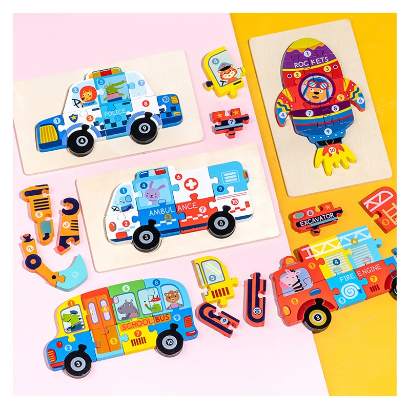 2021 Funny children play Wooden Toys for kids 3D jigsaw puzzles baby Educational Toys Animal Wooden Puzzle montessori Game Toys