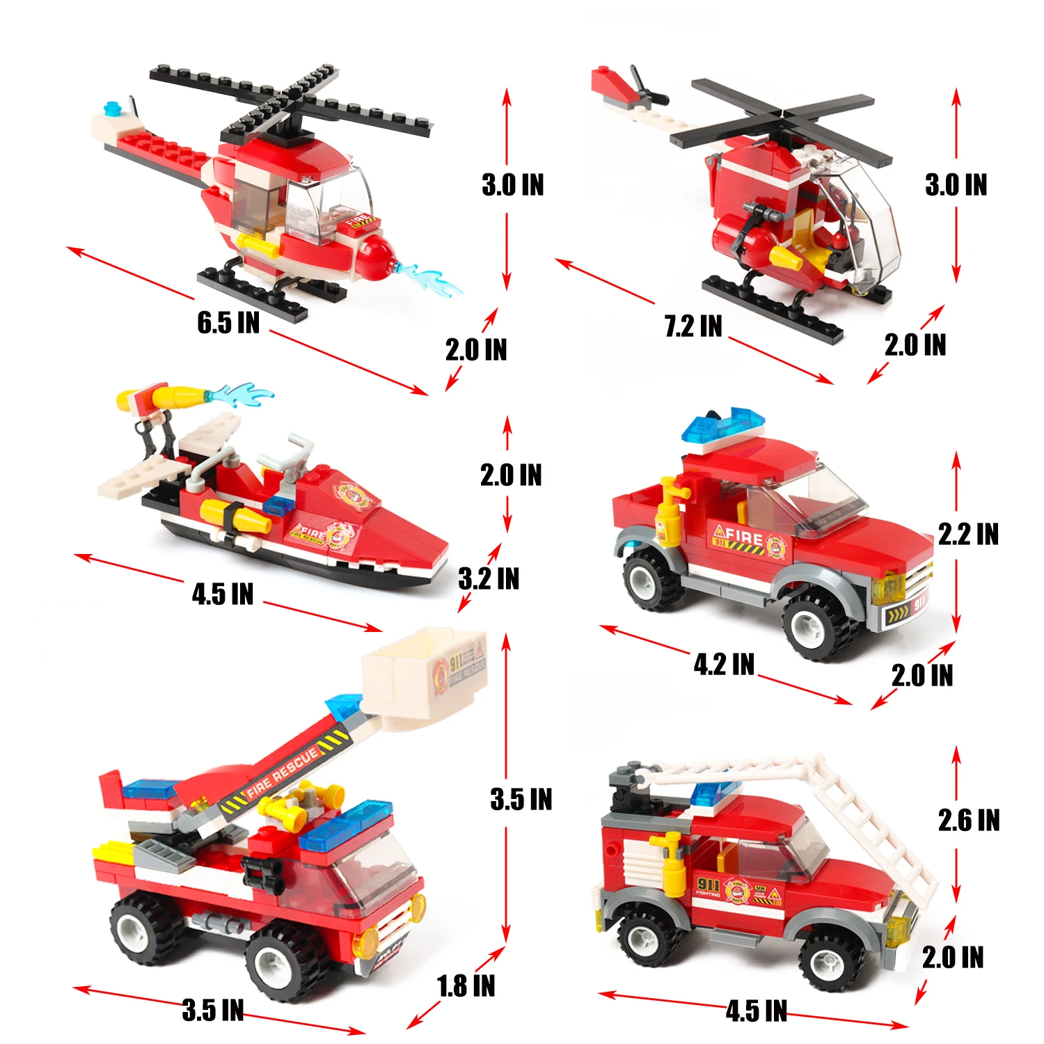 Exercise N Play Creative DIY Construction Building Blocks Fire Station City Coastline Emergency Rescue Team With Toy Bucket