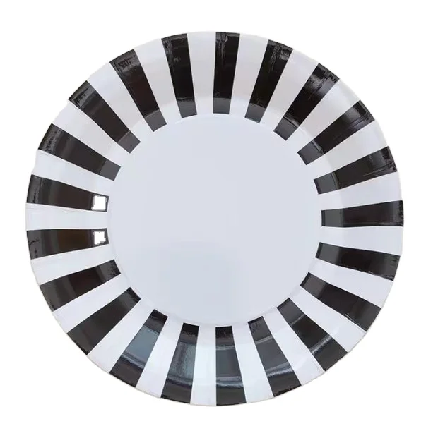Colored Striped Paper Plates Round Paper Cake Plate Paper Disposable Tableware