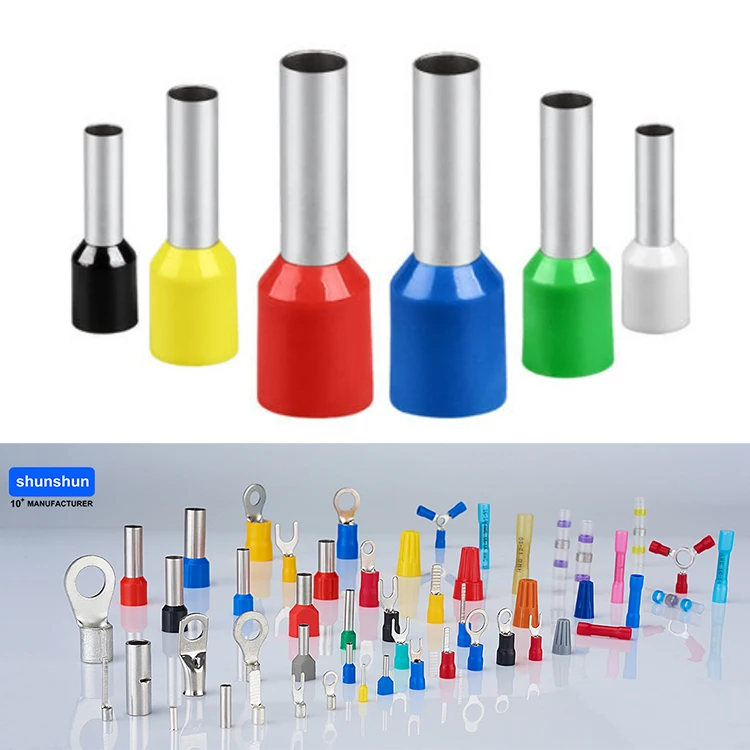 E type ferrule terminals Insulated cable wire cord crimp ferrule copper tube terminals Shunshun Manufacturer kit box
