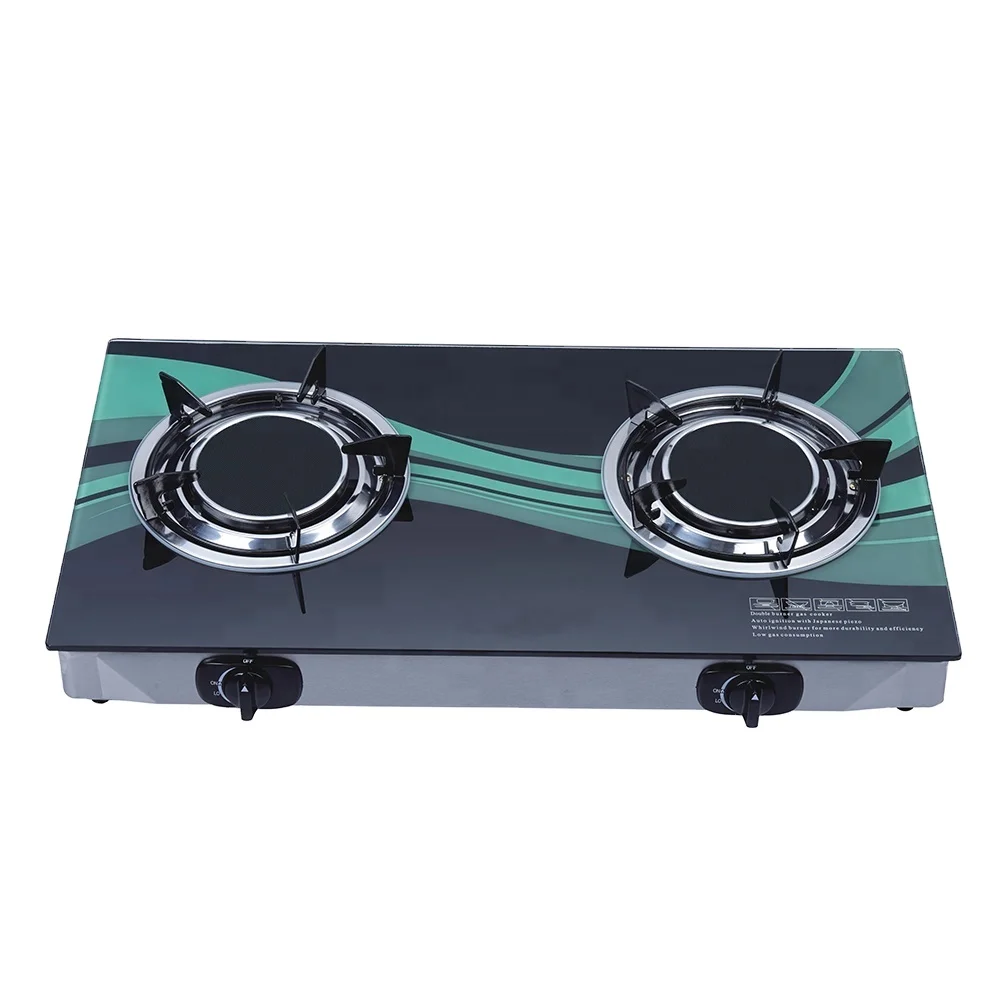 
 Горячая Распродажа две варочные панели с большим пламенем из закаленного стекла инфракрасная горелка газовая плита  