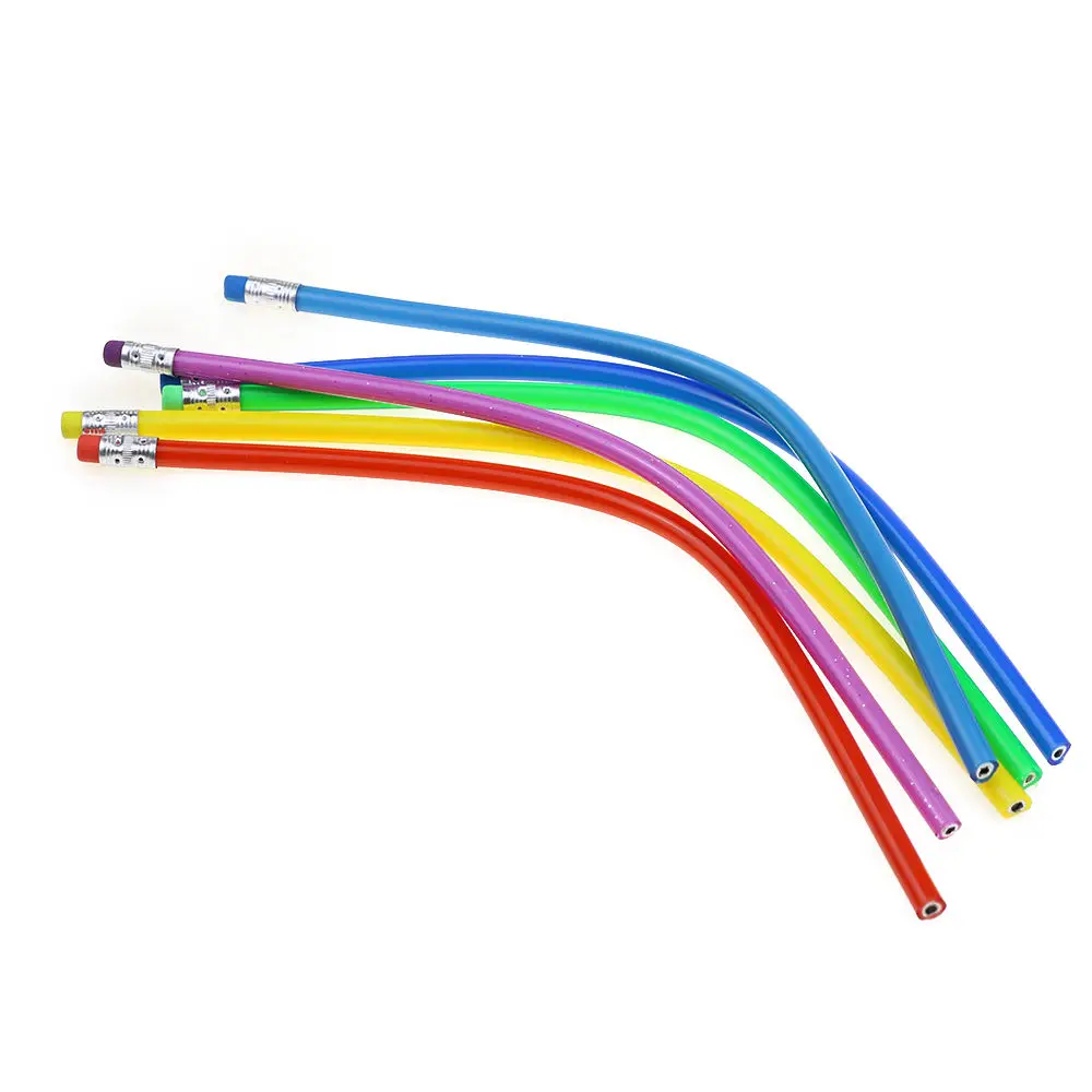 DASHENG Promotional 18cm Soft PVC HB Pencil Funny Bendable Standard Pencil DIY No Wood Non-toxic Flexible Pencil for Children