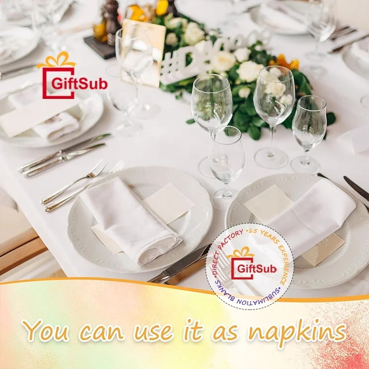 Personalized 10.5x10.5IN Sublimation White Handkerchief Soft Satin Polyester Blank Hanky Solid Pocket Square Handkerchiefs