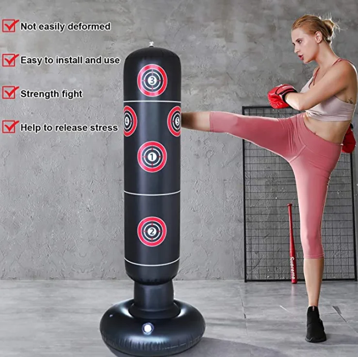 Aji PVC Tumbler customized costal bolsa saco de boxeo aqua Boxsack inflatable free standing 6ft punching bag sand bag with stand