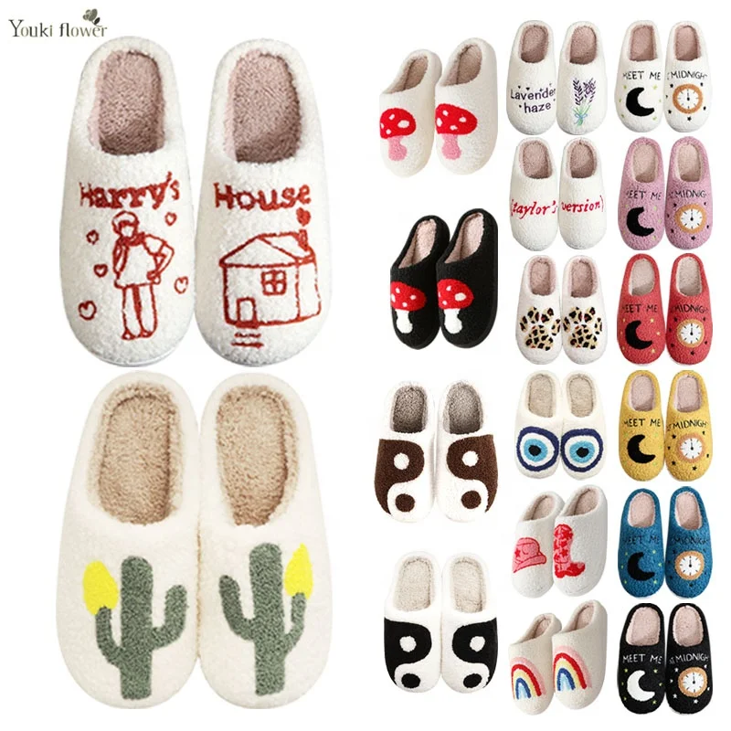 Fashion styles flower fluffy fruits strawberry cherry mushroom smile face happy face love heart bunny easter home slippers