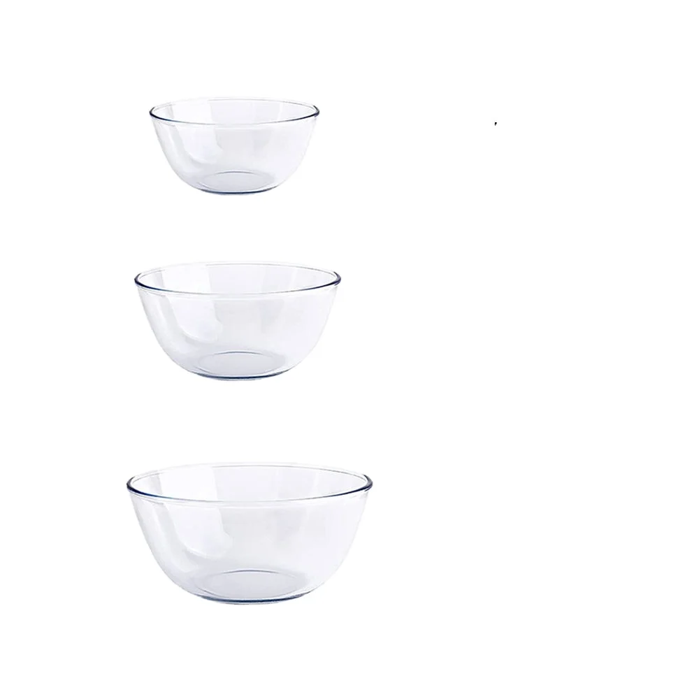 Wholesale cutlery Heat resistant microwave clear clear glass salad mixing bowl with server pp cover