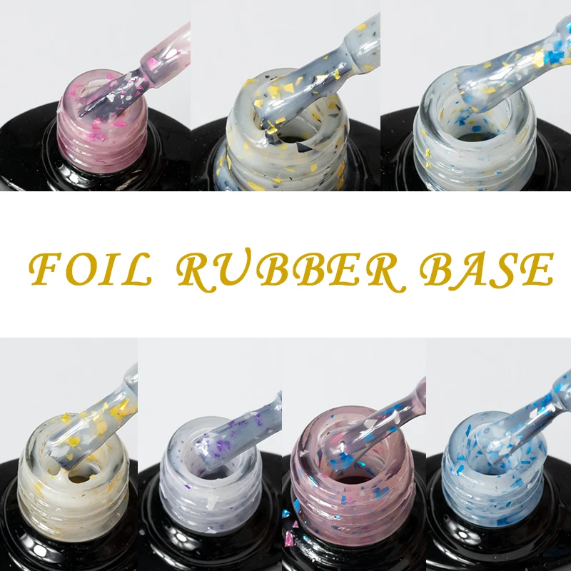 Nail Art New Gold Glitter Foil Flakes Base Coat OEM Private Label 1kg Rubber Base Nail Polish Gel