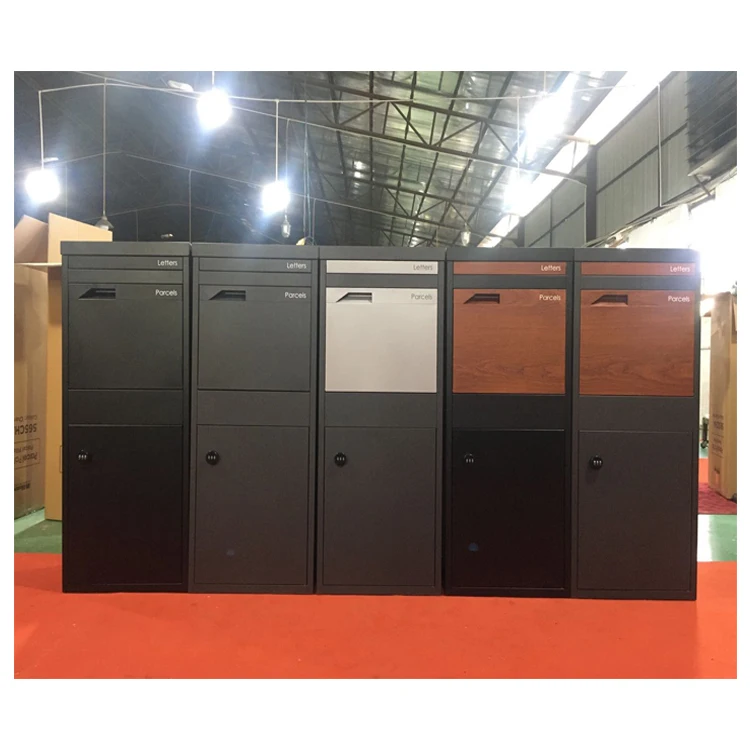 Custom Intelligent wood mailbox  Mounted in Ground Parcel Letter Mailing Mail Post Large Drop Box with rear door