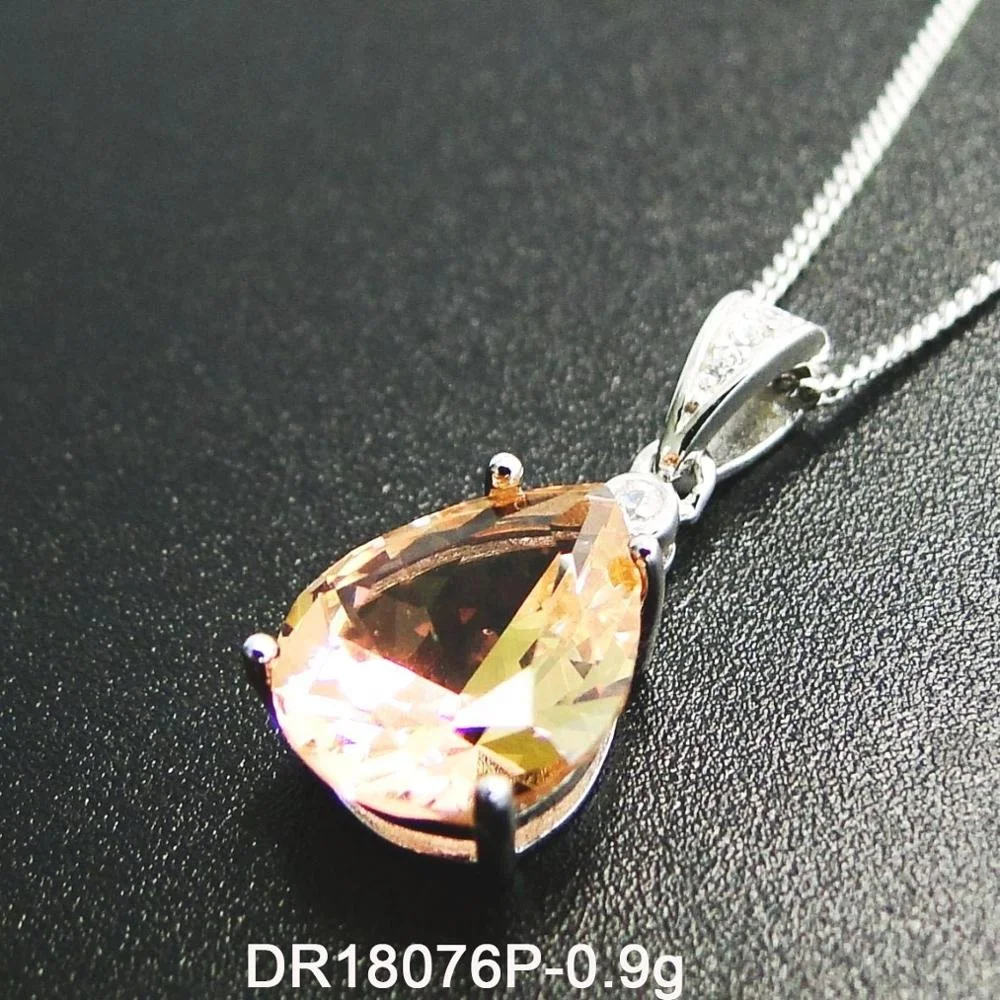 925 Sterling Silver Pear Cut Morganite Pendant For Woman Jewelry