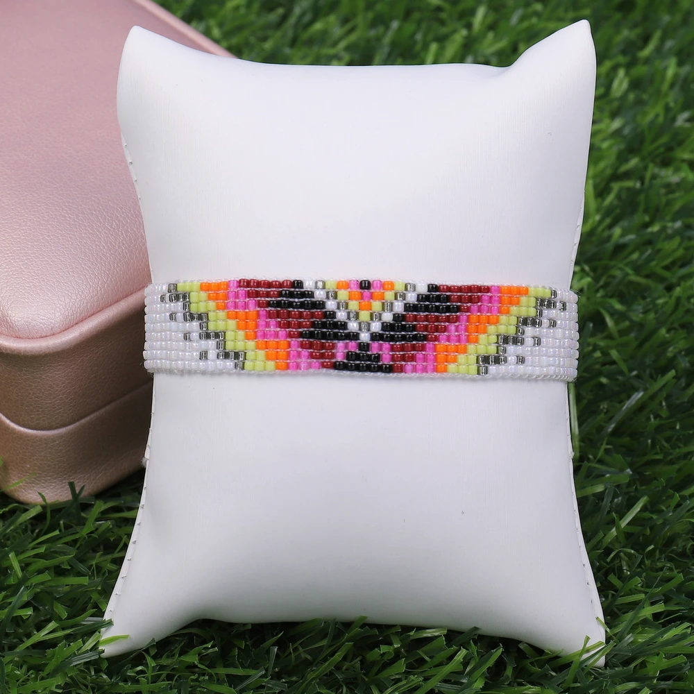 2021 Miyuki Beads Handmade Pattern Graffiti  Rope Chain Weave Adjustable Bracelet for Women