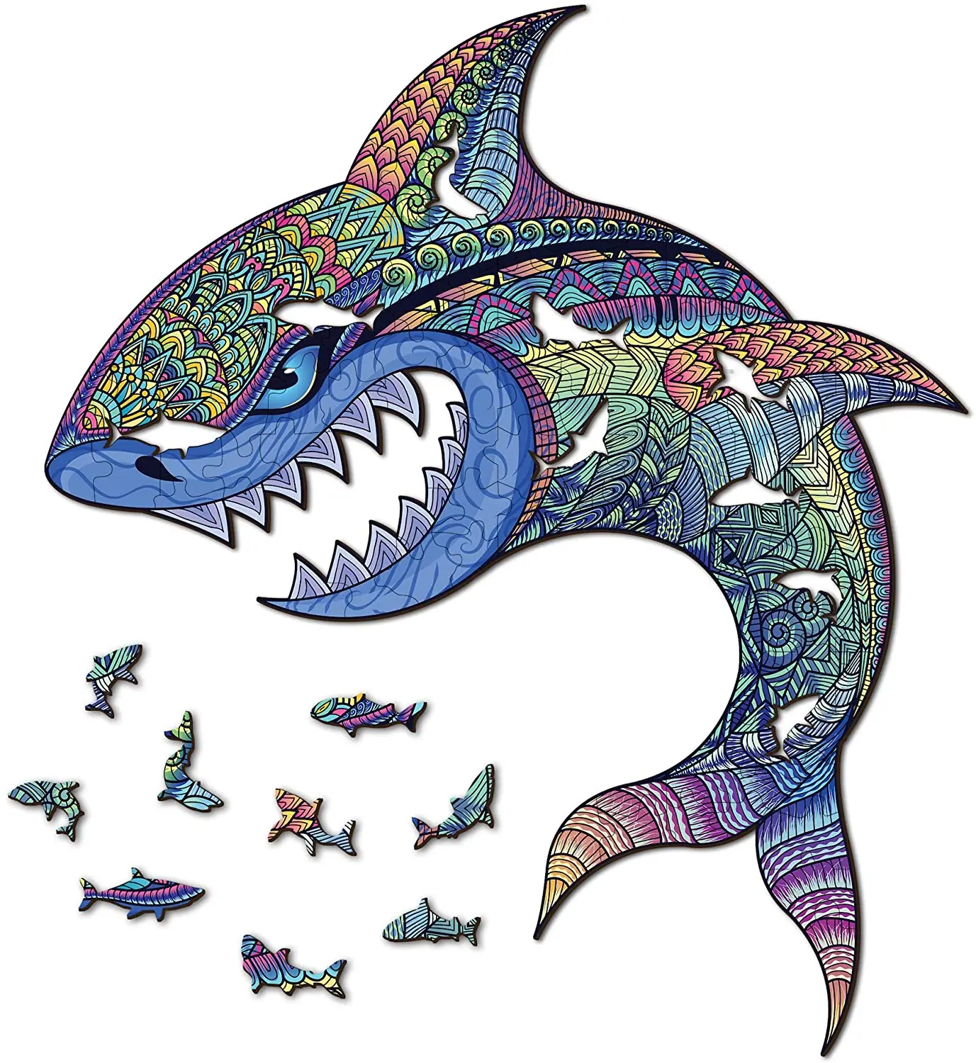 
Custom puzzle Laser Cut hot Sale wooden Style Plywood Material Type Shark unique animal Shape Jigsaw for Adults and Kids 